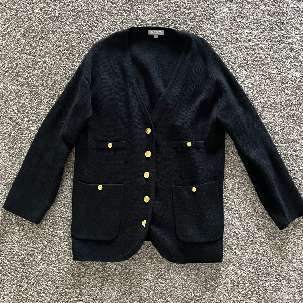 J. Crew Black Cardigan with Gold Buttons